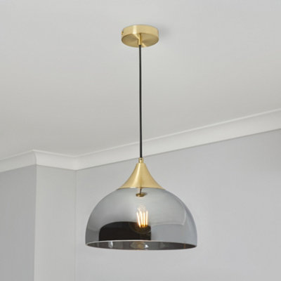 Webster Brass 1 Light Smoke Glass Ceiling Pendant