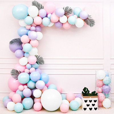 Wedding & Birthday Balloon Garland Kit Pink, Purple, Blue, Teal, and White Color Set, 60 Pcs
