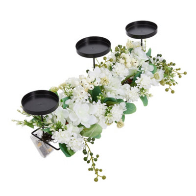 Wedding Decor Candlesticks with Faux Flowers and Warm Light - 4
