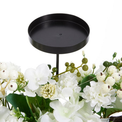 Wedding Decor Candlesticks with Faux Flowers and Warm Light - 5