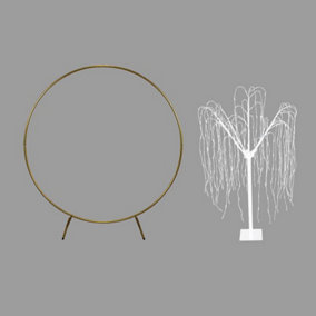 Wedding Moongate - Gold & 1 x Weeping Willow Tree 180cm Warm White