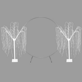 Wedding Moongate - Silver & 2 x Weeping Willow Tree 180cm Warm White