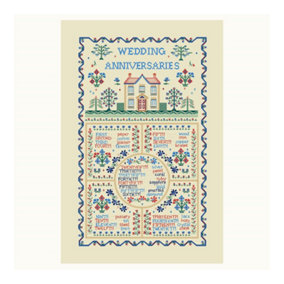 Wedding Sampler Classic Print 100% Cotton Tea Towel