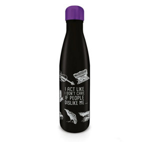 Wednesday Dont Care Metal Water Bottle Black/Purple/White (One Size)