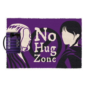 Wednesday No Hug Zone Door Mat Purple/Black/White (One Size)