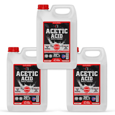 Weed Killer Path Cleaner Acetic Acid Concentrated 30% 3 x 5ltrs - 15 Litre Glyphosate Free - Double Strength White Vinegar