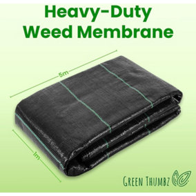 Weed Membrane - 1m x 5m Folded Weed Control Membrane 100gsm - Weed Suppressant Membrane for Garden Landscape