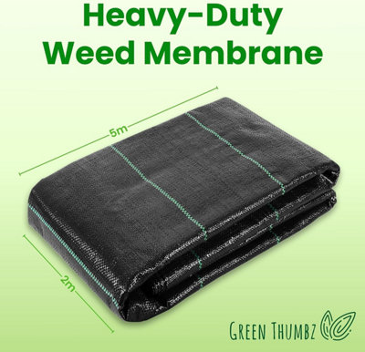 Weed Membrane Fabric - 2m x 5m Folded Weed Control Membrane 100gsm - Weed Suppressant Membrane for Garden Landscape
