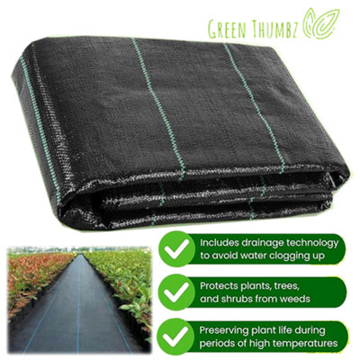 Weed Membrane Heavy Duty - 2m x 10m 100gsm Folded Weed Control Fabric for Garden Landscape and Flower Beds