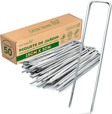 Weed Membrane Pegs 50 Pack of 6-Inch Rustproof Galvanized Metal Pegs for Garden Membrane