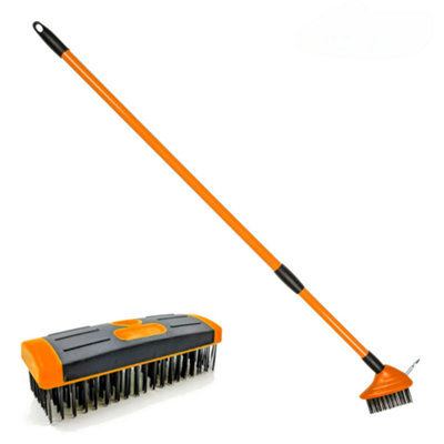 Telescopic Patio Cleaning Brush Decking Block Paving Weed Garden Wire  Scraper