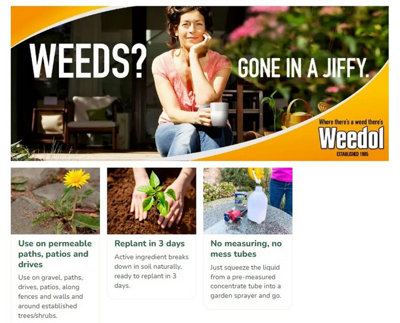 Weedol Path Weed Killer Liquid Concentrate 12 Tubes Treats 120m2 Weed Control