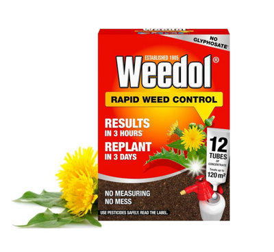 Weedol Rapid Weed Killer Liquid Concentrate 12 Tubes Treats 120m2 Weed Control
