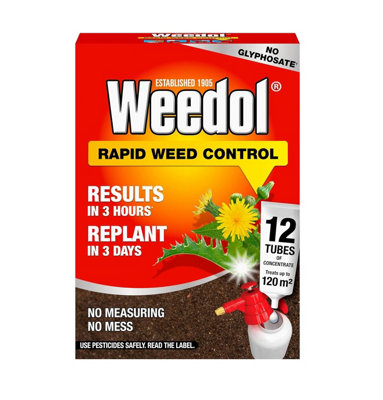 Weedol Rapid Weed Killer Liquid Concentrate 12 Tubes Treats 120m2 Weed Control