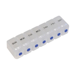 Weekday Pill Dispenser with Push Button Release - 7 Compartments - Braille