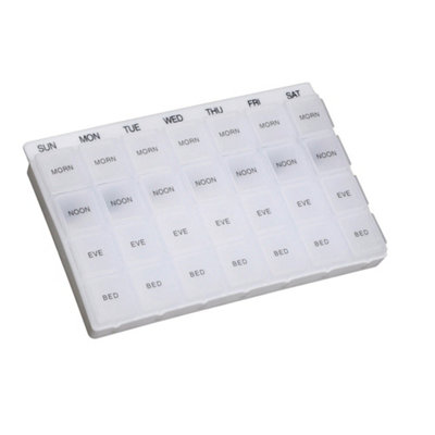 Weekly Pill Organizer with 28 Compartments - Flip Top Lid for Easy Access
