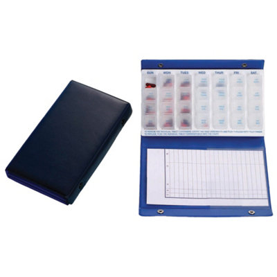 Weekly Pill Organizer with Carry Case and Note Holder - 28 Compartments for Medication Management
