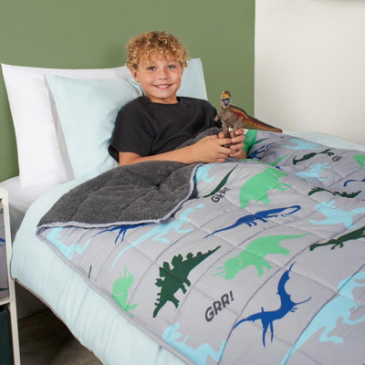 Weighted Blanket Kids Dino Sensory Sleep Therapy Anxiety Soft Teddy Fleece Throw - 3