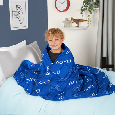 Weighted Blanket Playstation Sensory Sleep Therapy 3kg Kids Blue Throw Over Bed DIY at B Q