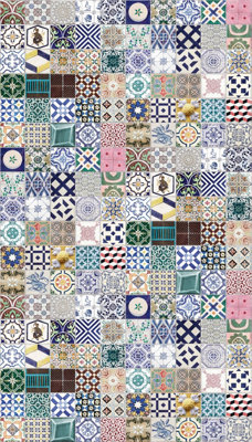 Welcome Home Multi-coloured Moroccan patchwork tile A4 Sample