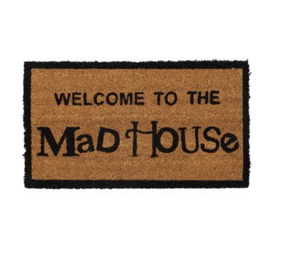 Welcome Mad House Coir Doormat Latex Backed Premium Outdoor Mat 60cm 33.5cm