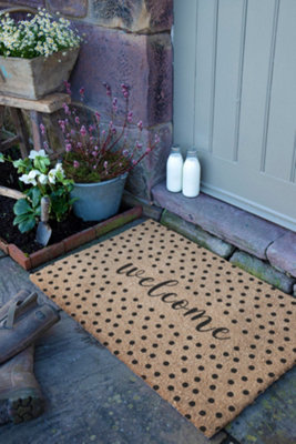 Welcome Natural Coir Doormat with Non-Slip Backing
