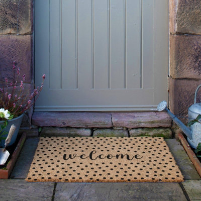 Welcome Natural Coir Doormat with Non-Slip Backing