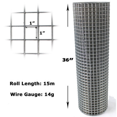 Welded Wire Mesh 14 gauge 1inx1inx36inx15m Aviary Fencing Bird Coop ...