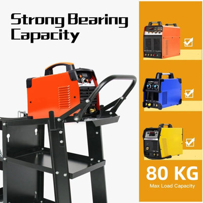 Welding Cart Heavy Duty Welder Cart for MIG/TIG Welder and Plasma Cutter with Wheels Handles and Gas Tank Holder, Black
