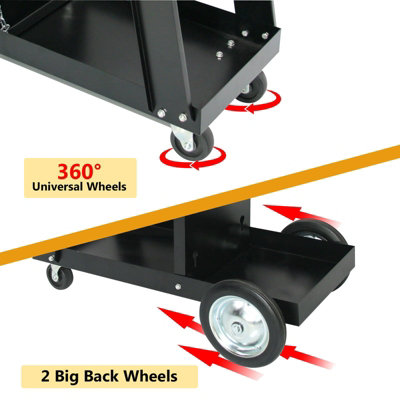 Welding Cart Heavy Duty Welder Cart for MIG/TIG Welder and Plasma Cutter with Wheels Handles and Gas Tank Holder, Black