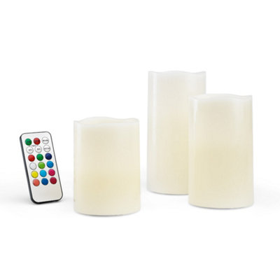 Wellbeing Set of 3 Remote Control Multicolour Candles - 3