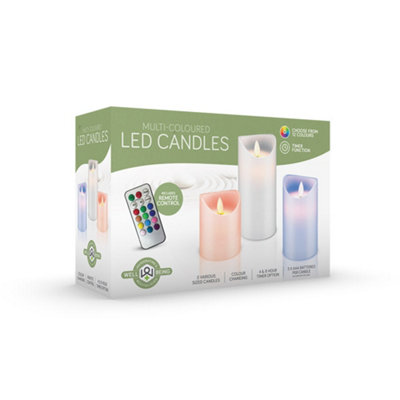 Wellbeing Set of 3 Remote Control Multicolour Candles