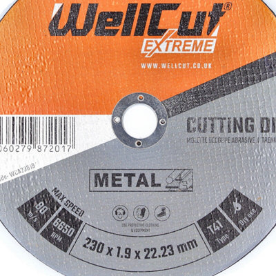 WellCut Angle Grinder Thin Metal Cutting Disc 230mm 9