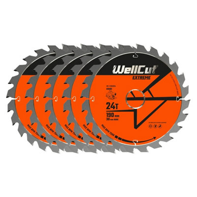 WellCut TCT Extreme Circular Saw Blade 190mm x 30mm x 24T, Suitable for ...