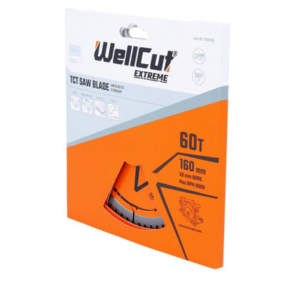 WellCut TCT Extreme Circular Saw Plunge Saw Blade 160mm x 20mm x 60T ...