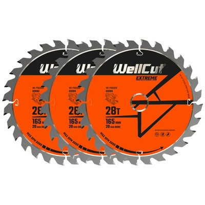 WellCut TCT Extreme Circular Saw Plunge Saw Blade 165mm x 20mm x 28T ...