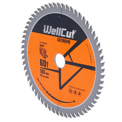 WellCut TCT Extreme Circular Saw Plunge Saw Blade 165mm x 20mm x 60T ...