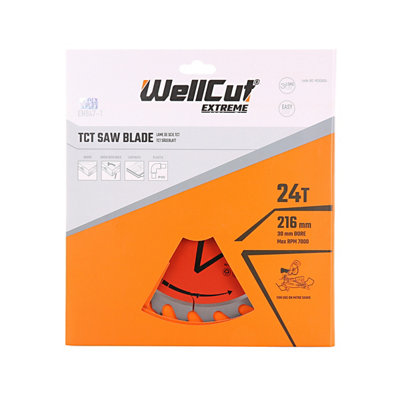 WellCut TCT Extreme Mitre Saw Table Saw Blade 216mm x 30mm x 24T ...