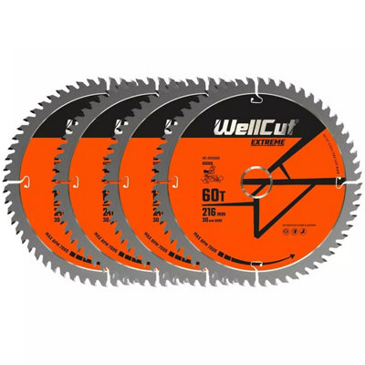 WellCut TCT Extreme Mitre Saw Table Saw Blade 216mm x 30mm x 60T ...