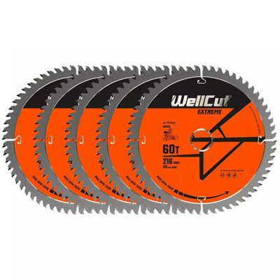 WellCut TCT zaagblad 216mm x 48T x 30mm droeg Geschikt voor
