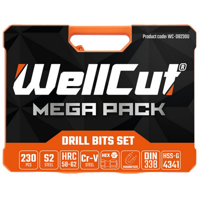 WellCut WC-DB230U HSS Drill & Screwdriver Bit Set With 230 Pieces