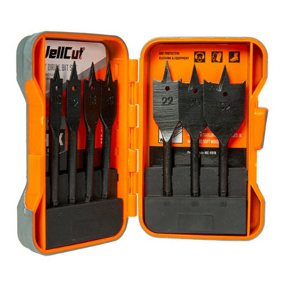 WellCut WC-FB7B Black Edition 10-32mm Flat Wood Drill Spade Bit Set ...