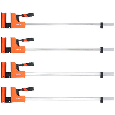 WellCut Woodworking  Parallel Jaw Bar Clamp set 800 x 95mm Quick Release 600kg Clamping Force Heavy Duty Pack of 4