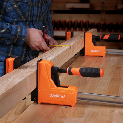 WellCut Woodworking  Parallel Jaw Bar Clamp set 800 x 95mm Quick Release 600kg Clamping Force Heavy Duty Pack of 4