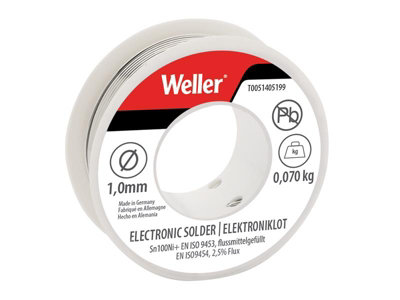 Weller T0051405199 Electronic Lead-Free Solder Sn100Ni100+ 1mm 70g WEL51405199