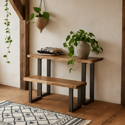 Wellington Acacia Live-Edge Console Table Modern Rectangular 1000x350x780mm