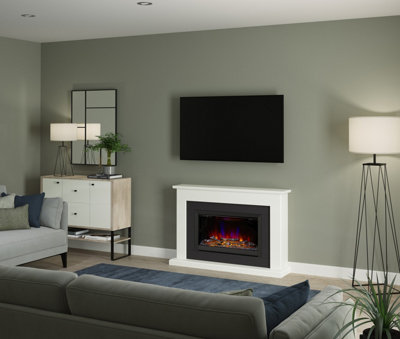 Wellsford Soft White Electric Timber Fireplace Price Comparisons | Compare The Build
