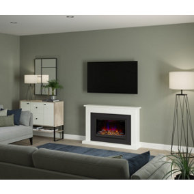 Wellsford Soft White Electric Timber Fireplace