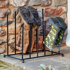 Welly Boot Rack Storage Stand Two Tier Free Standing Indoor Outdoor Walking Hiking Riding Footwear 6 Pairs (6 Pair Boot Rack)