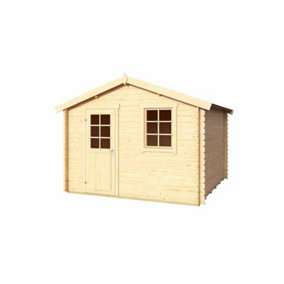Wels 3-Log Cabin, Wooden Garden Room, Timber Summerhouse, Home Office - L339.8 x W320 x H245.1 cm